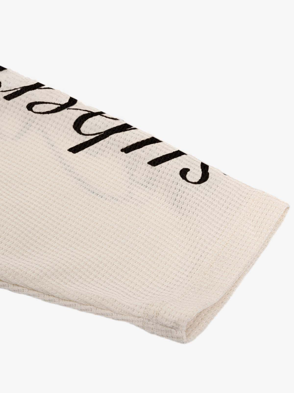 Retro Letter Print Waffle Simplicity Long-Sleeved T-Shirt 