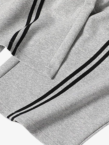 Cotton Web Stitching Letter Print Drawstring Barrel Pants 