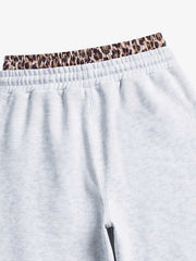 Leoparden-Patchwork-Hoodie & Hosen-Set