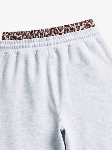 Leoparden-Patchwork-Hoodie & Hosen-Set