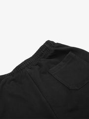Washed Logo Graphic Elastic-Hem Pants