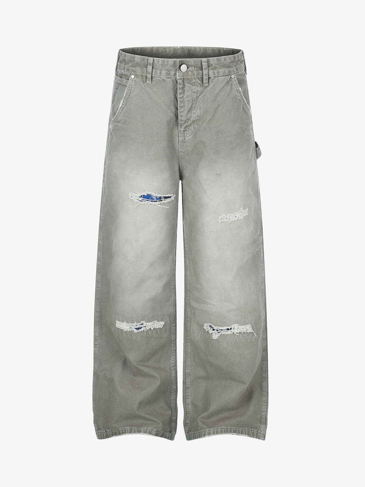 Plaid Patchwork Workwear Jeans
