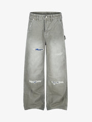 Plaid Patchwork Workwear Jeans