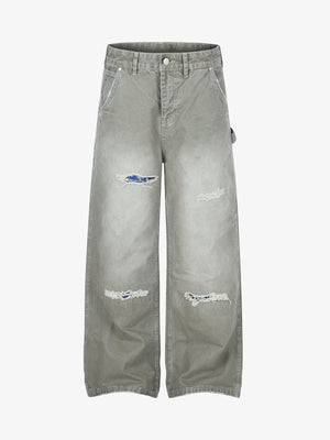 Plaid Patchwork Workwear Jeans
