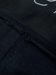 Distressed Embroidered Hooded Knit Vest