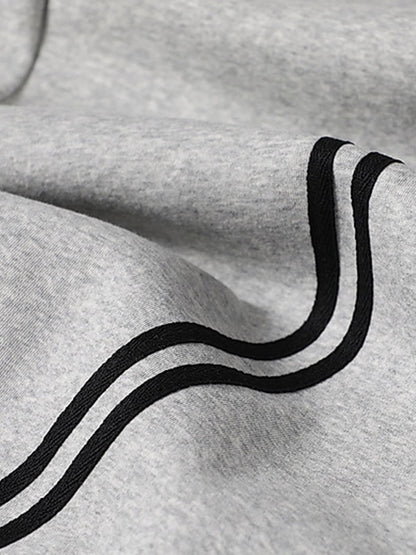 Cotton Web Stitching Letter Print Drawstring Barrel Pants 