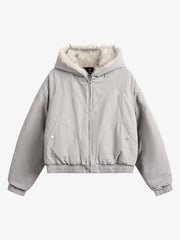 Spliced Fur Hooded Quilted Jacket - 2285 