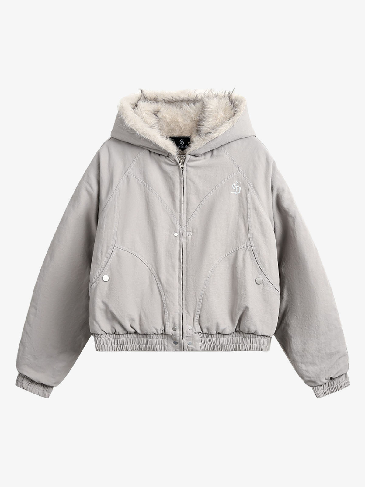 Spliced Fur Hooded Quilted Jacket - 2285 