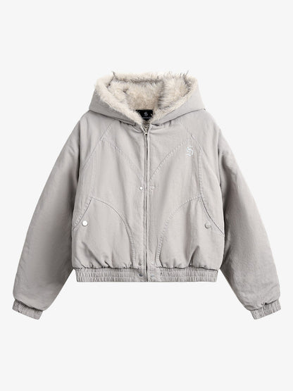 Spliced Fur Hooded Quilted Jacket - 2285 