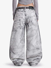 Thesupermade Distressed Destroyed Striped 3D Print Jeans