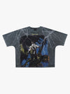 300G Jade Pattern Dyed Cotton T-Shirt with Lightning Graphic Print Oversized Streetwear Tee 