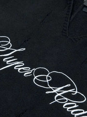 Distressed Embroidered Hooded Knit Vest