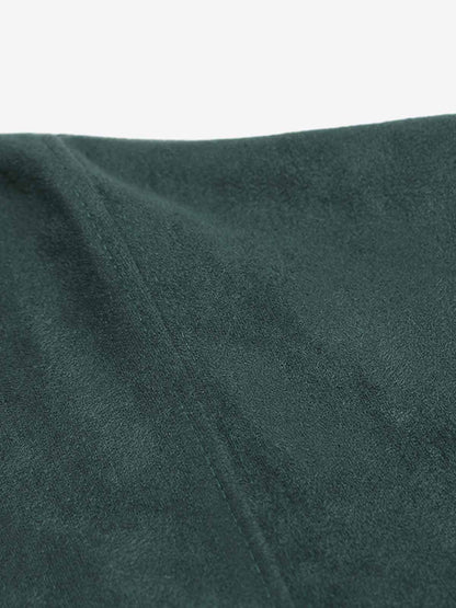 Suede Letter Embroidered Cropped Zip-Up Hoodie 