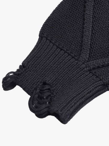 Paint Spray Hole Cable Crewneck Sweater 