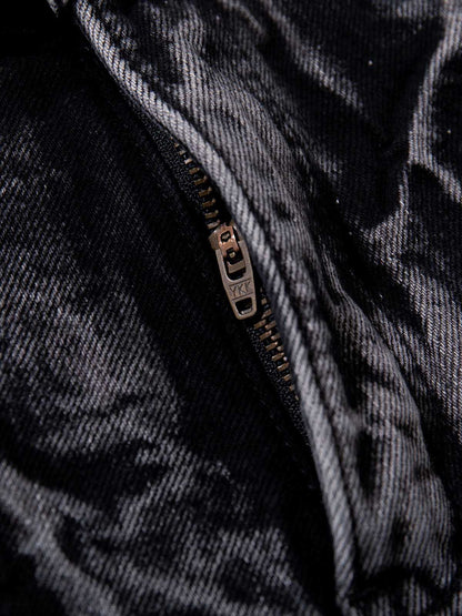 Washed Graphic Patch Baggy Jeans 