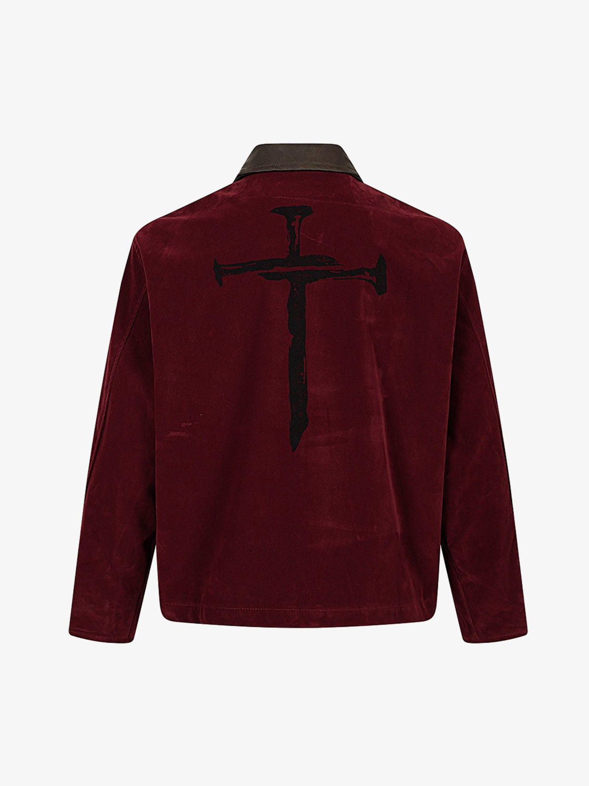 Distressed Graphic Patchwork Suede Work Jacket