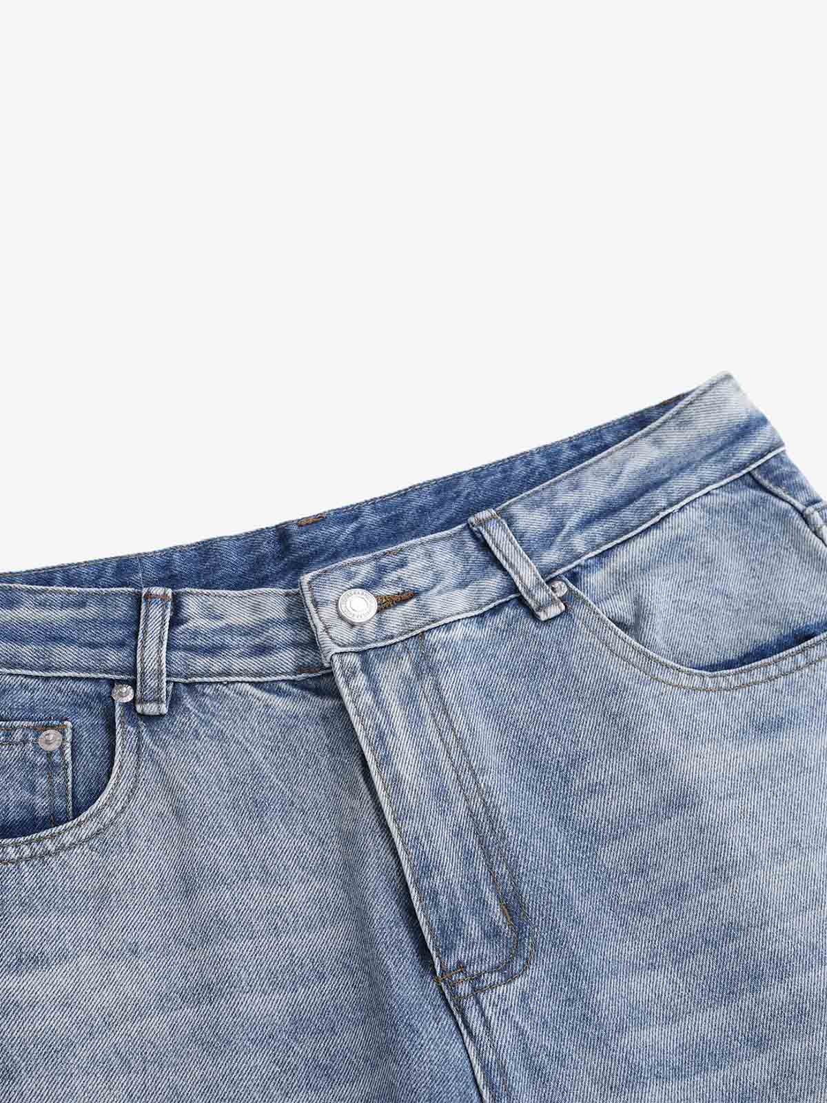 Pink Letter Embroidered Curved-Seam Jeans