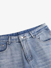 Pink Letter Embroidered Curved-Seam Jeans