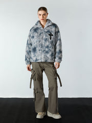 Heavy-Duty Faux Lambswool Tie-Dye Urban Jacket - 1558 