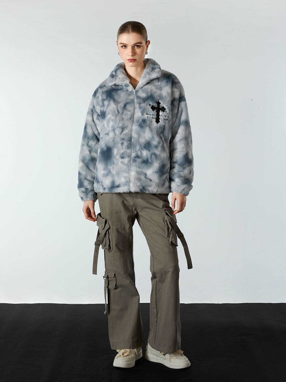 Heavy-Duty Faux Lambswool Tie-Dye Urban Jacket - 1558 