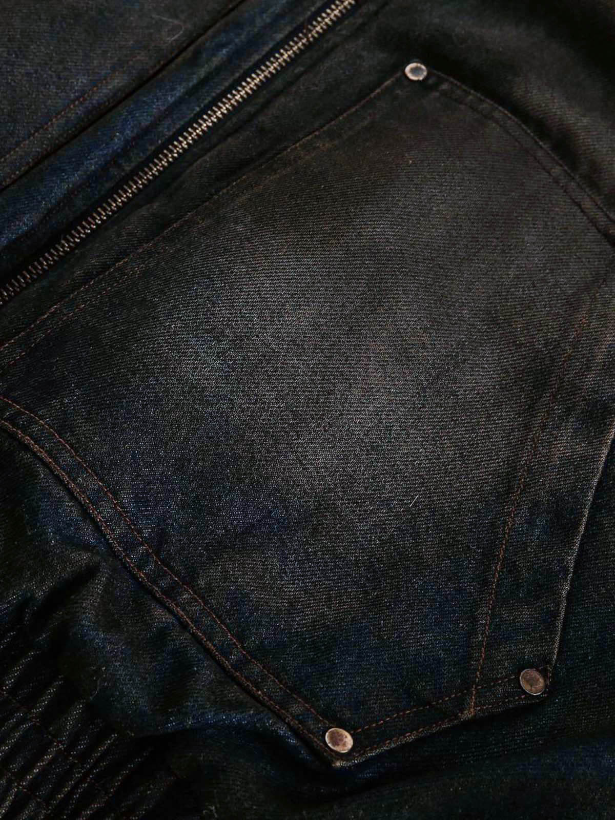 Thesupermade Washed Denim Fur Hooded Jacket - 2265
