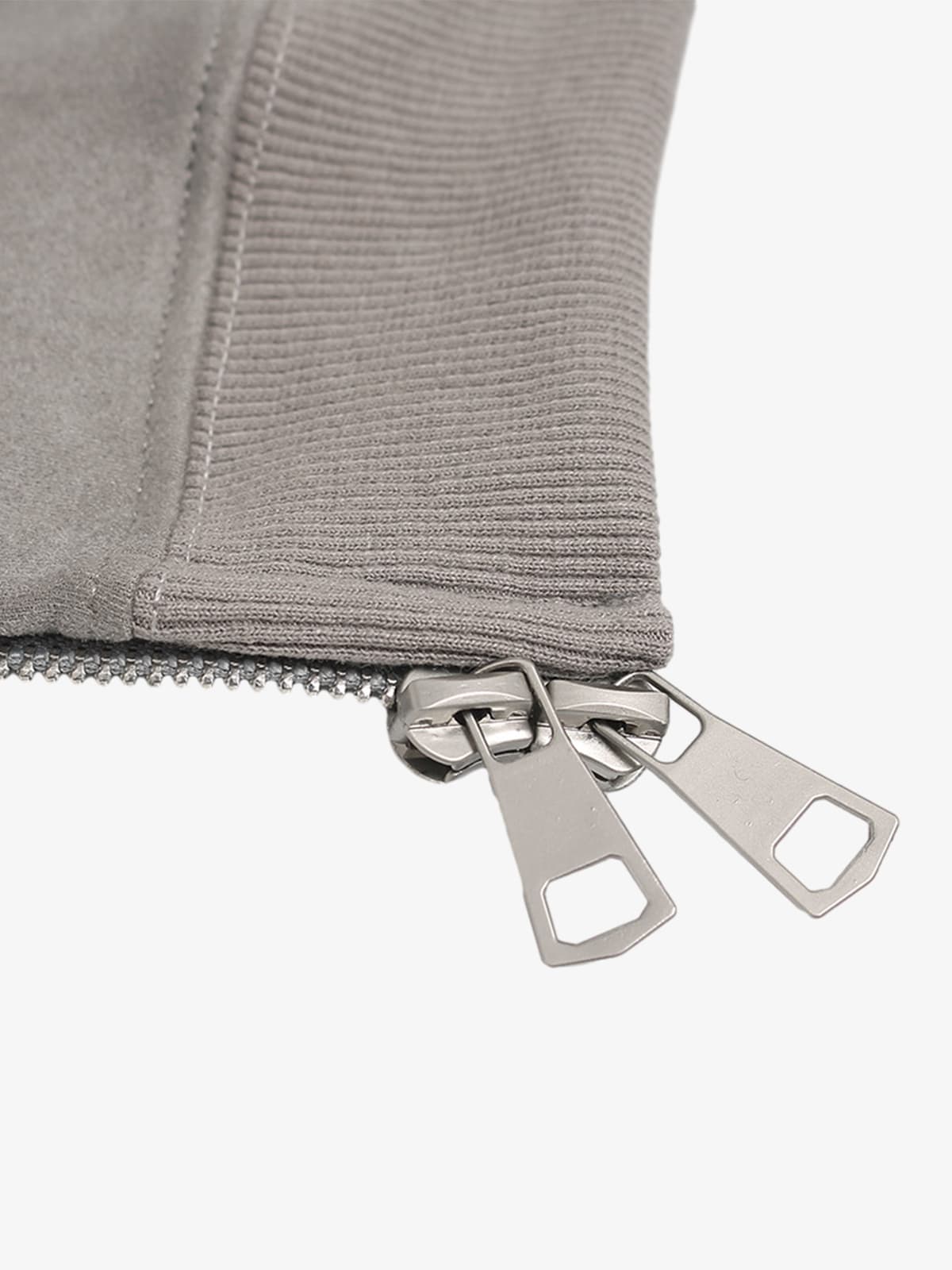 Suede Large Pocket Faux Two-Piece Zipper Short Jacket 