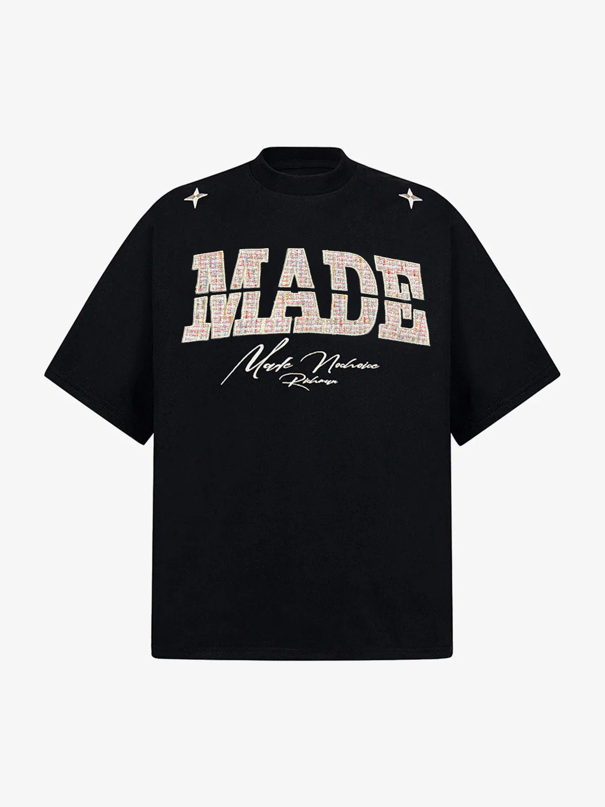 Vintage Patchwork Embroidered Letter T-Shirt 