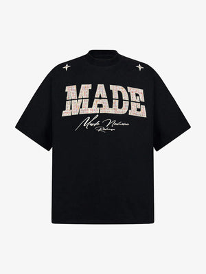 Vintage Patchwork Embroidered Letter T-Shirt 