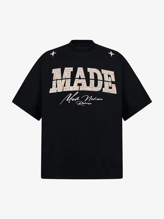 Vintage Patchwork Embroidered Letter T-Shirt 