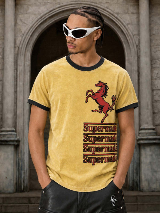 跳ね馬柄フィットTシャツ