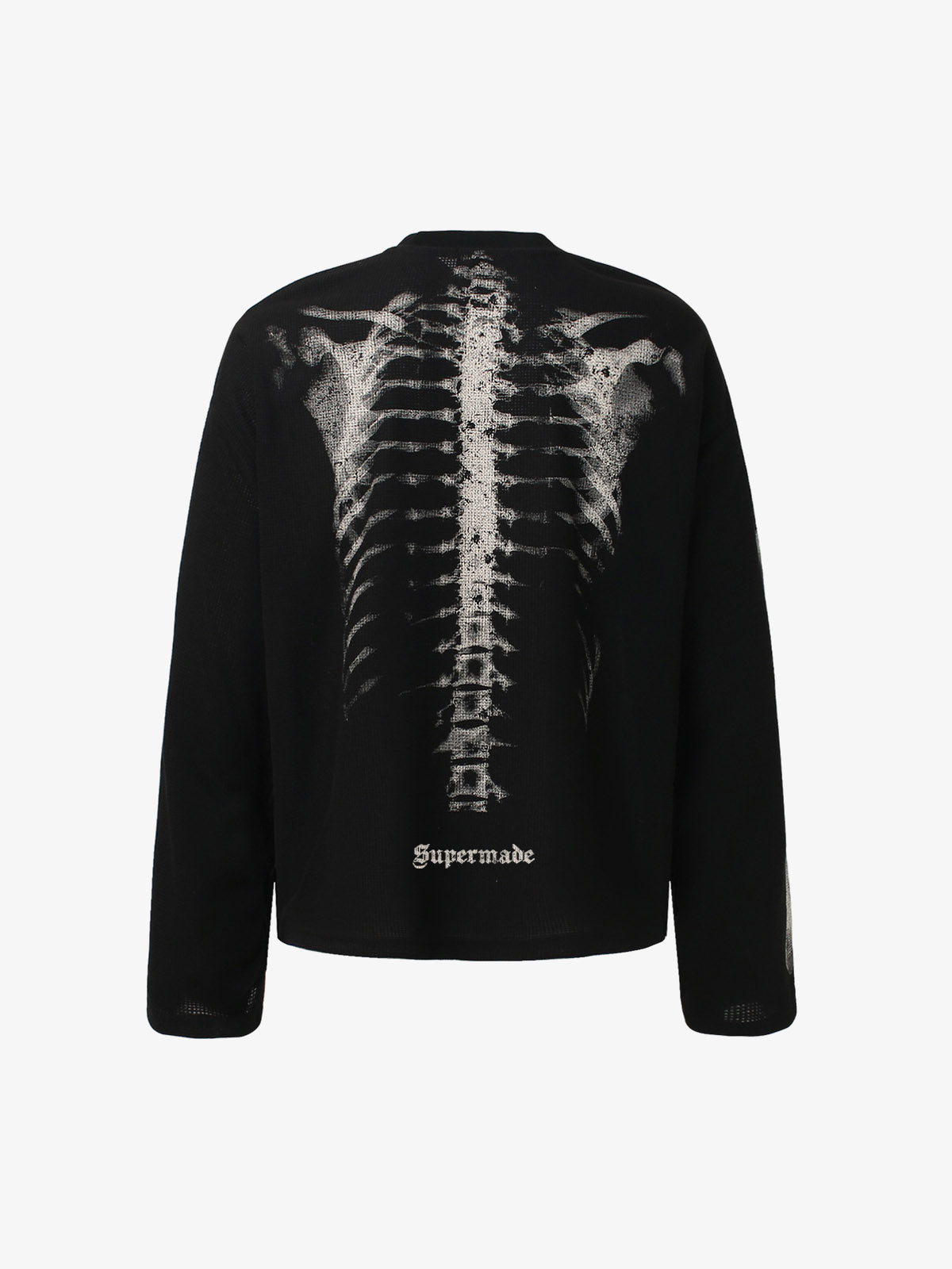 Sudadera con estampado de esqueleto y tejido gofrado - 2495