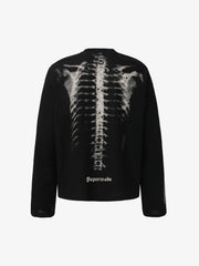Sudadera con estampado de esqueleto y tejido gofrado - 2495
