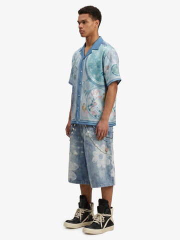 Porcelain Floral Camp Collar Boxy Shirt 