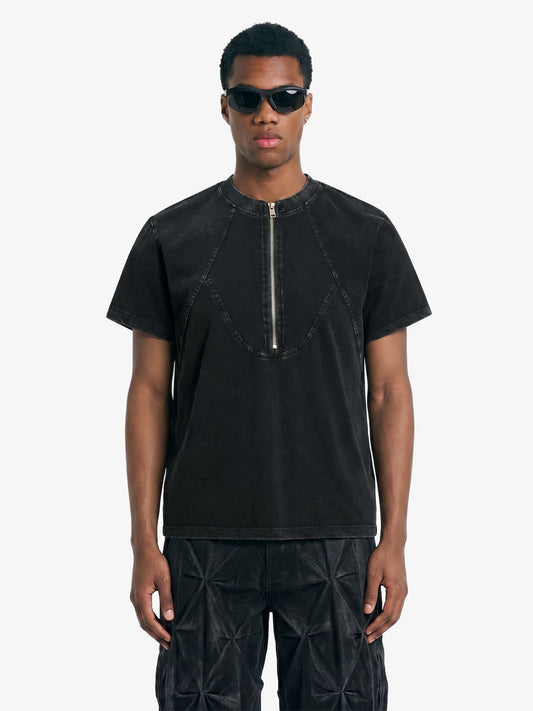 Acid Wash Half Zip T-Shirt