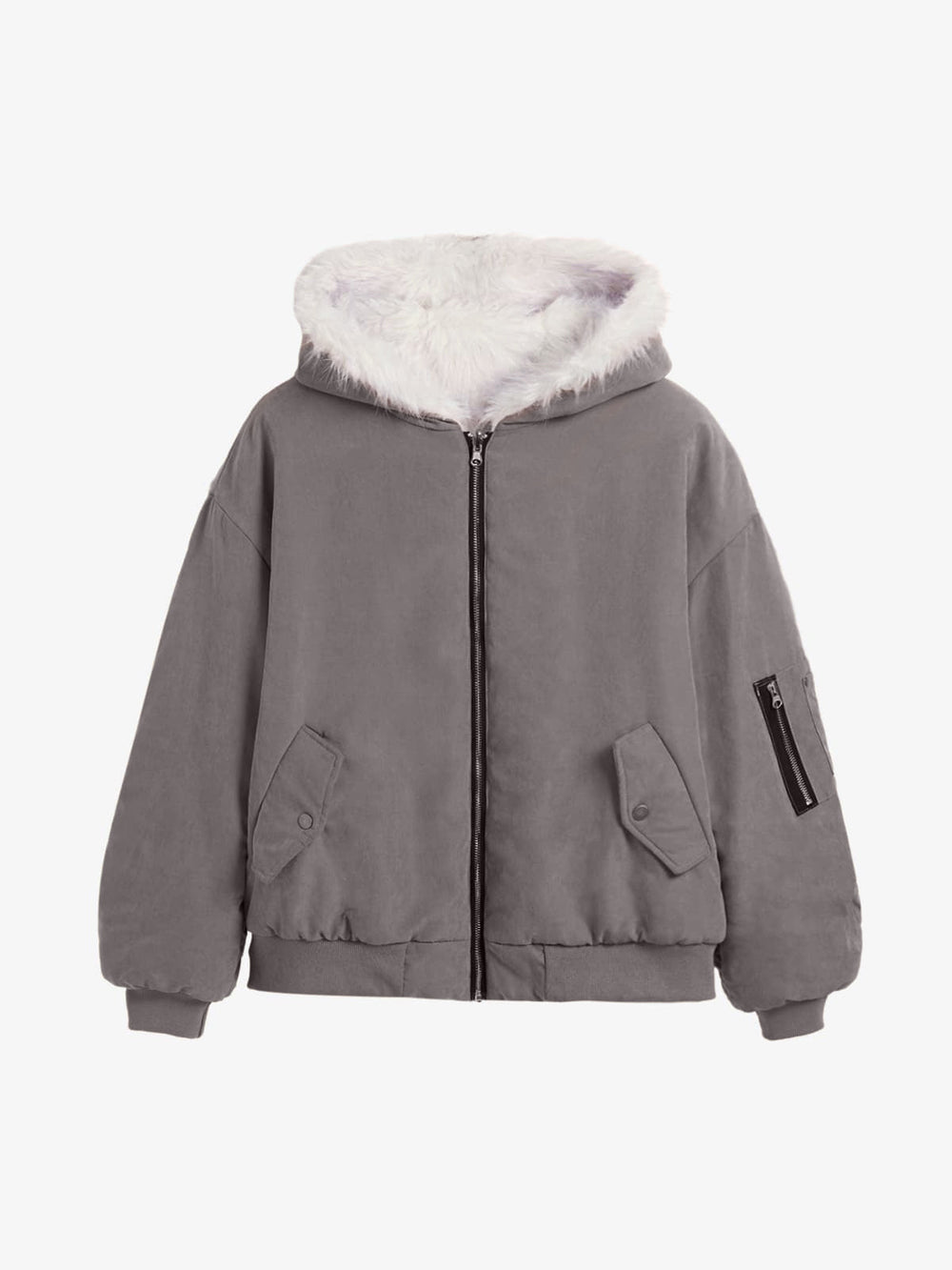 Oversized Reversible Fur Hooded Jacket - 2544 
