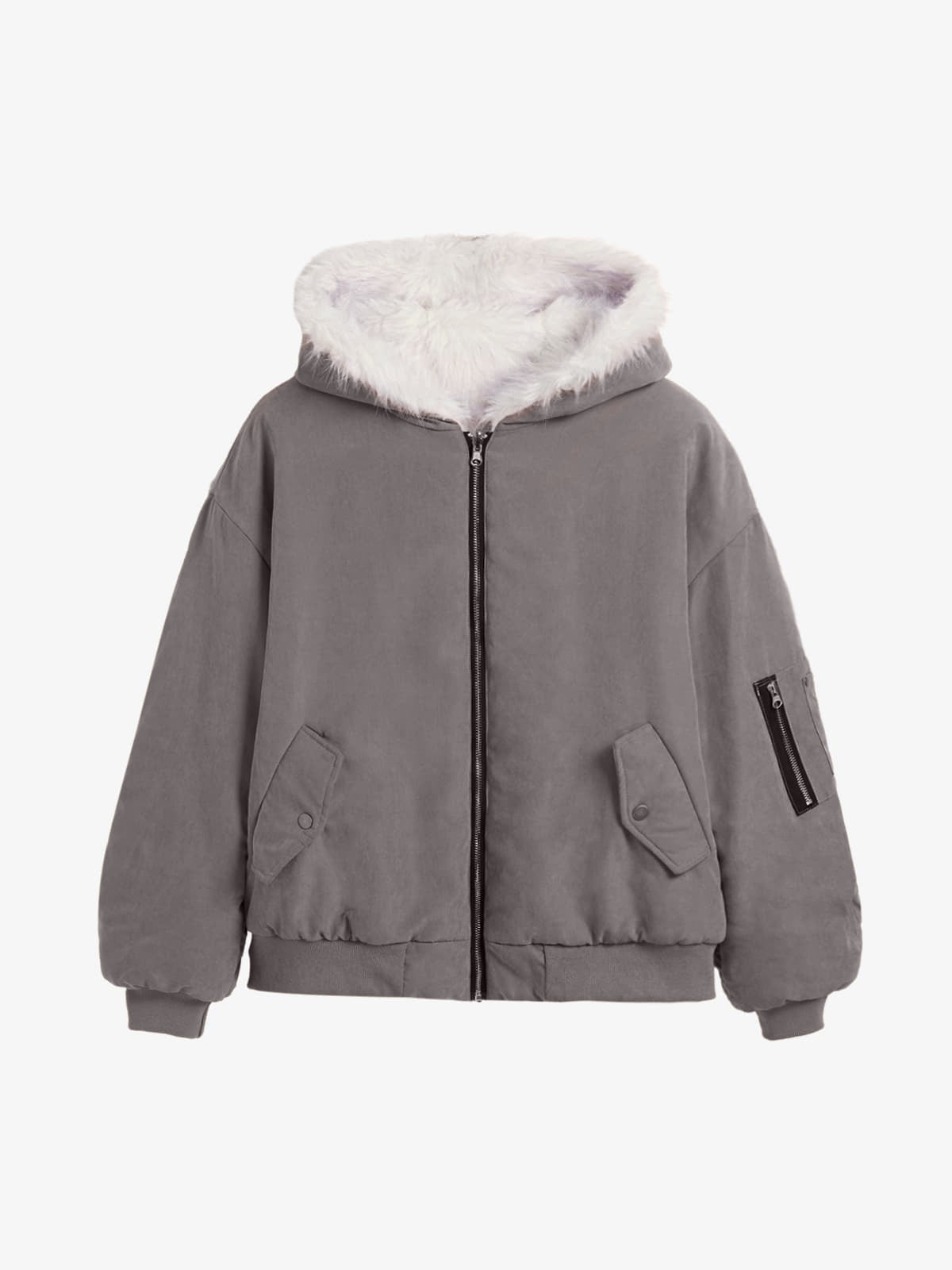 Oversized Reversible Fur Hooded Jacket 
