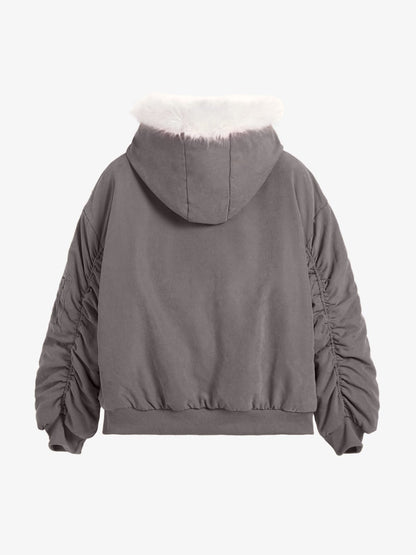 Oversized Reversible Fur Hooded Jacket 
