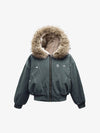 Faux Fur Lined Zip Up Hooded Bomber Jacket 