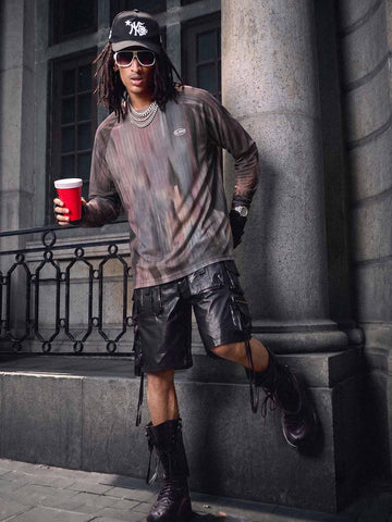 Tie-Dye Patchwork Long Sleeve Tee