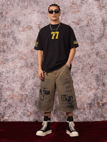 Dirty Mud Wash Print Jorts