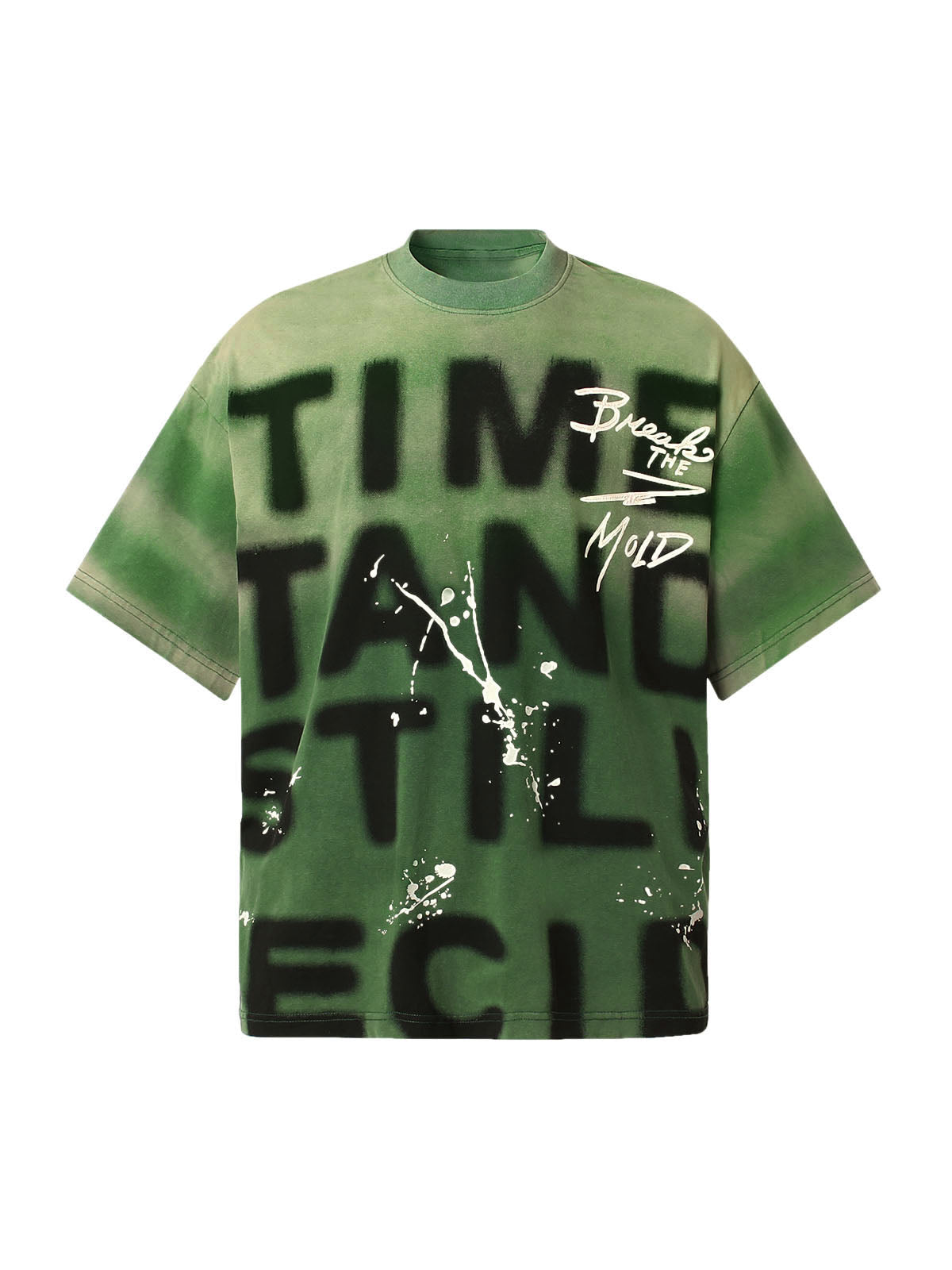 Ink Splash Letter Print T-Shirt - 2414 