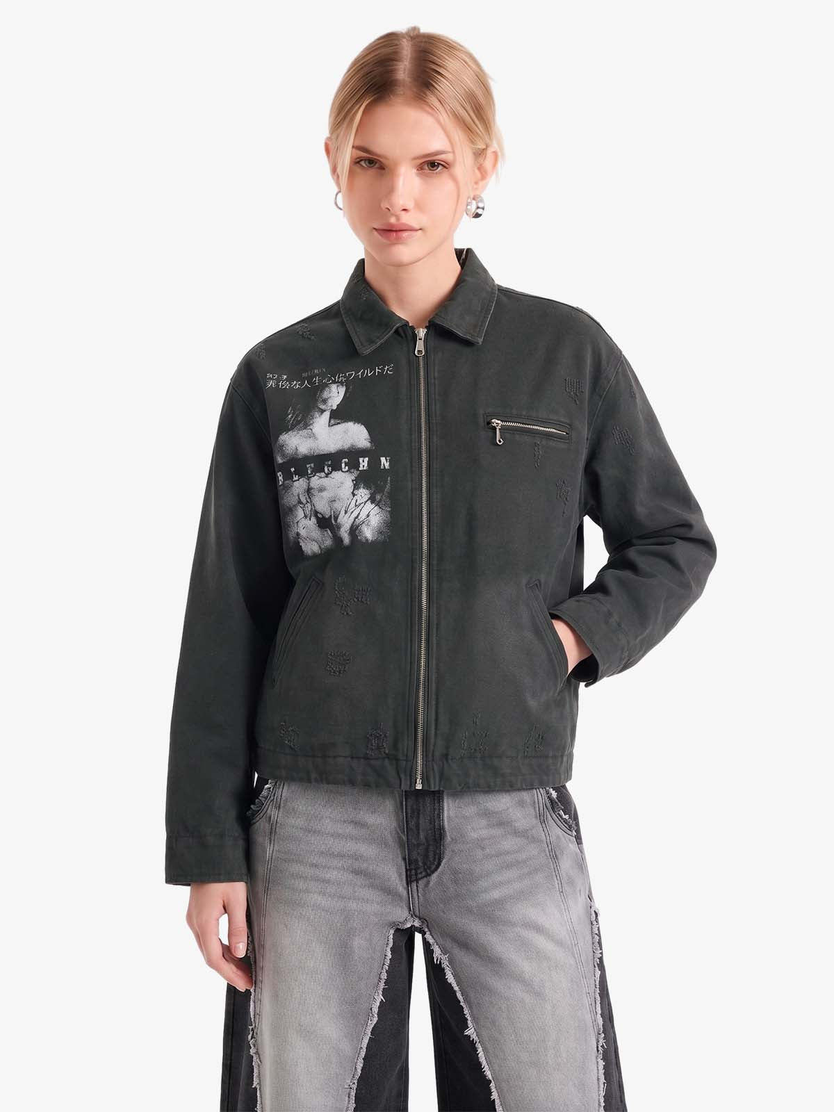 Vintage Washed Character Graphic Jacket 