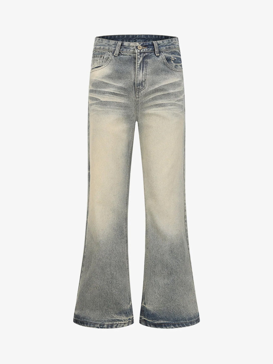 Pantalones vaqueros acampanados con efecto lavado vintage - 2625