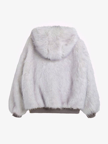 Oversized Reversible Fur Hooded Jacket - 2544 