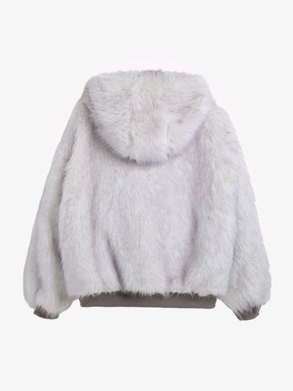 Oversized Reversible Fur Hooded Jacket 