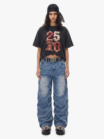 Y2K Faded Stacked Denim Jeans 