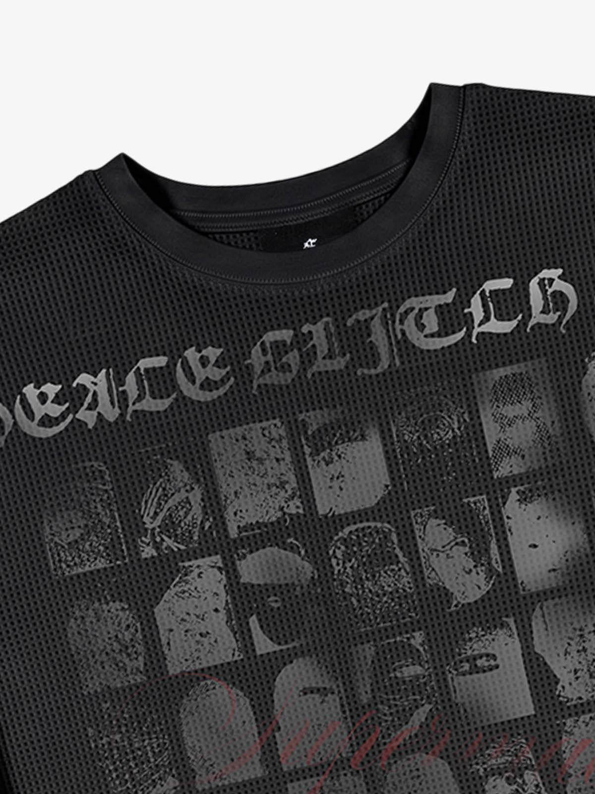 Anti-War Graphic Beaded Waffle Long Sleeve Tee