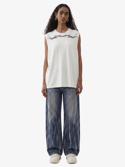 Studded Tribal Sleeveless T-Shirt 