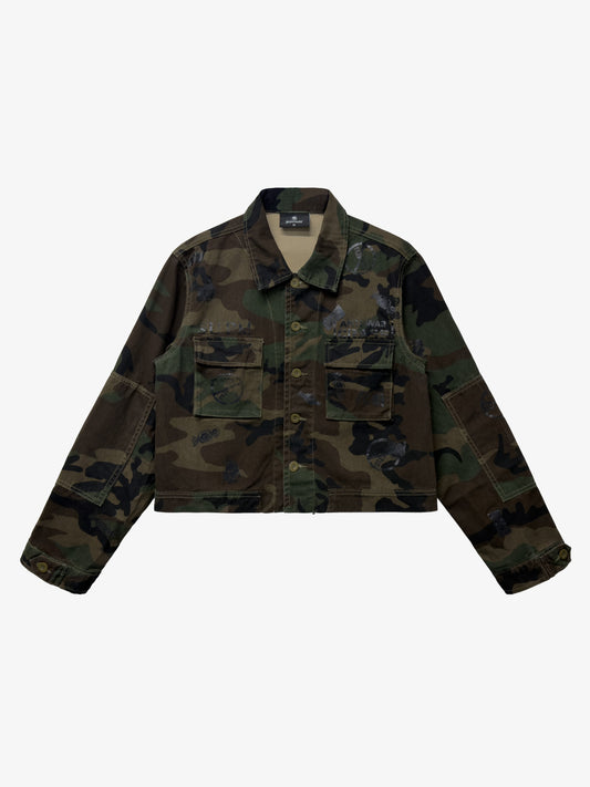 Anti-War Graphic Camo Jacket