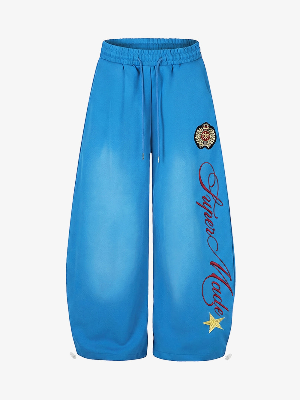 Letter Embroidered Wide-Leg Pants